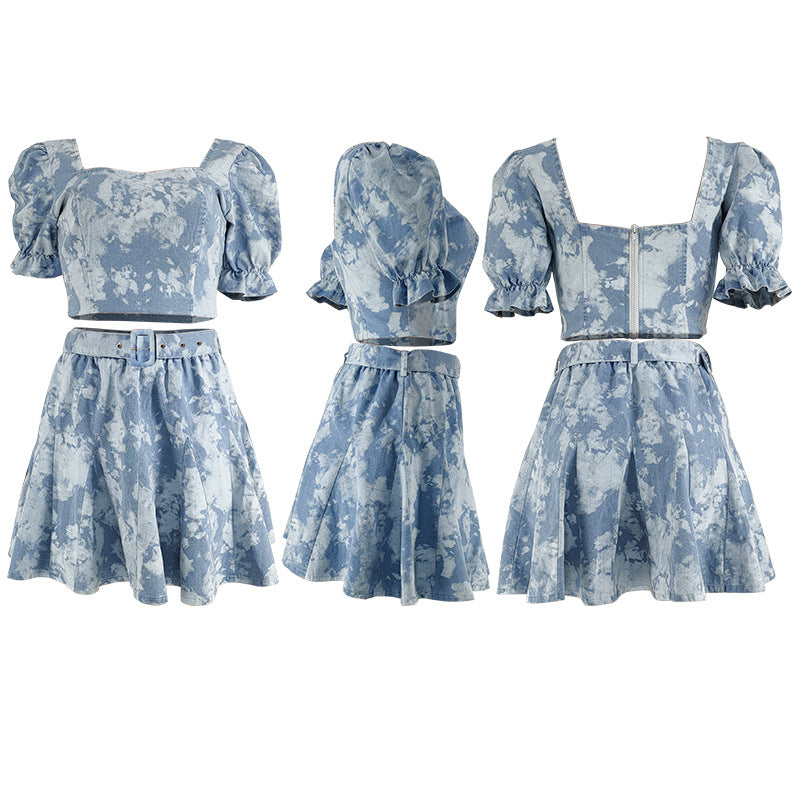 Boujee Denim Chic Skirt Set