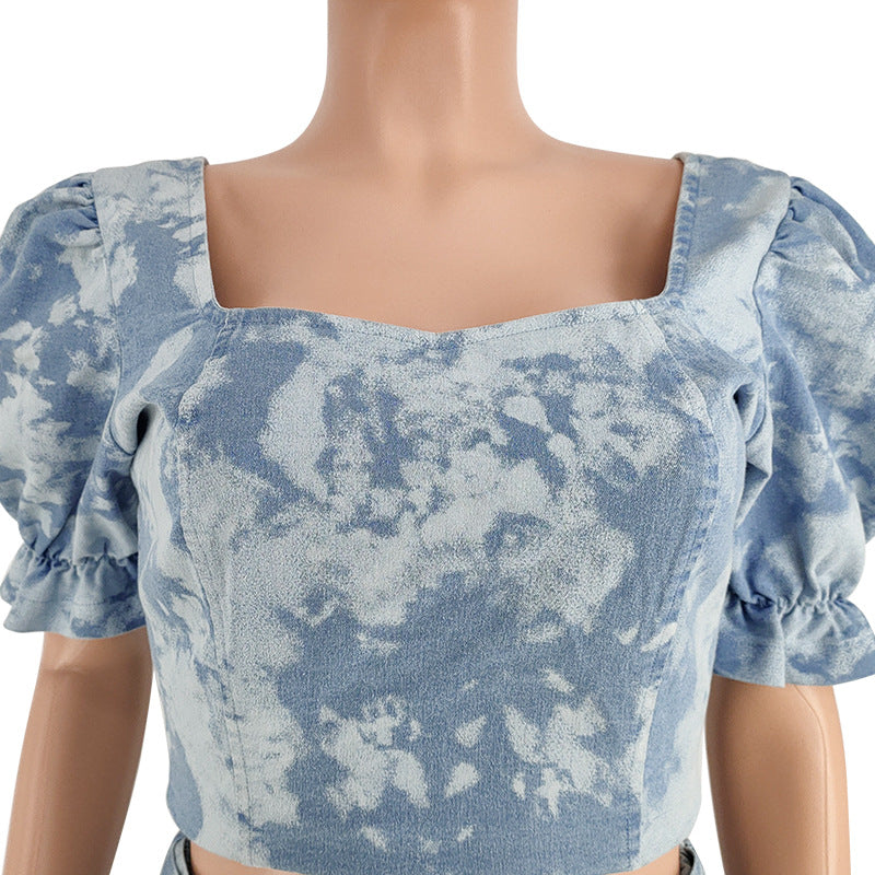 Boujee Denim Chic Skirt Set
