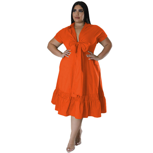 Front Tie Short Sleeved Dress