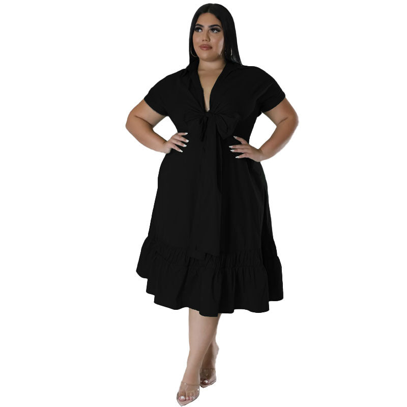 Front Tie Short Sleeved Dress