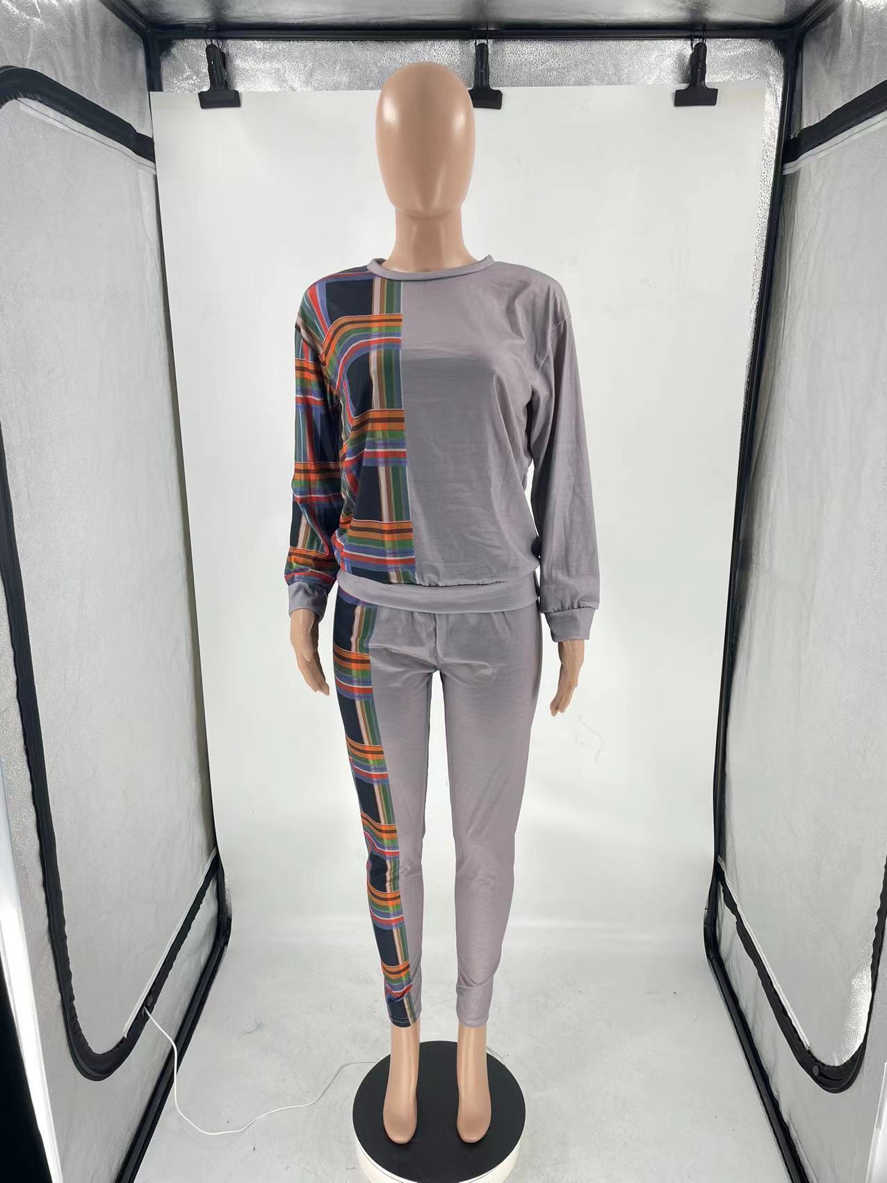 Split Plaid Two Piece Set