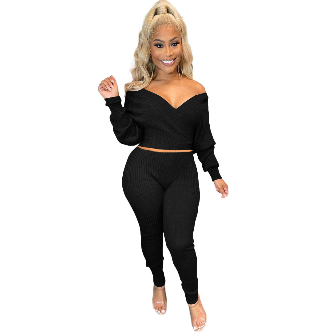 Off Shoulder V Two Piece Set