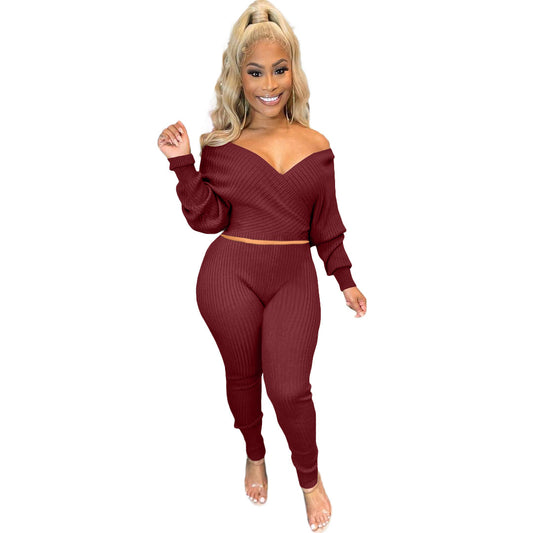 Off Shoulder V Two Piece Set