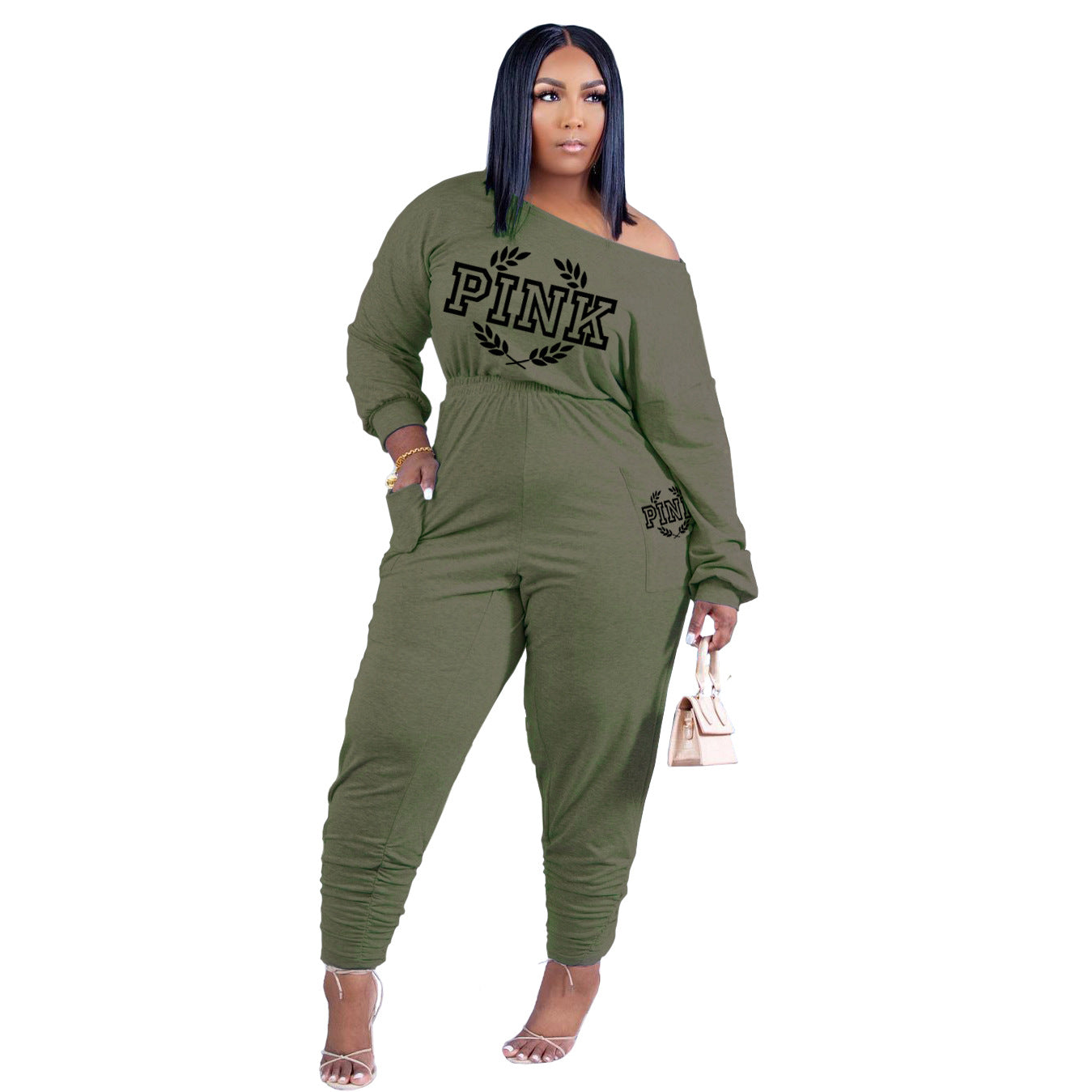 PINK Off Shoulder 2 PC Set