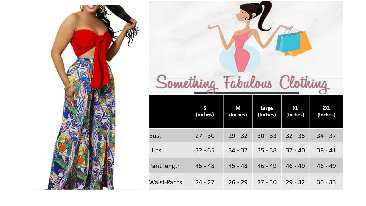 Freedom Wrap Top and Slit Trousers Two Piece Set