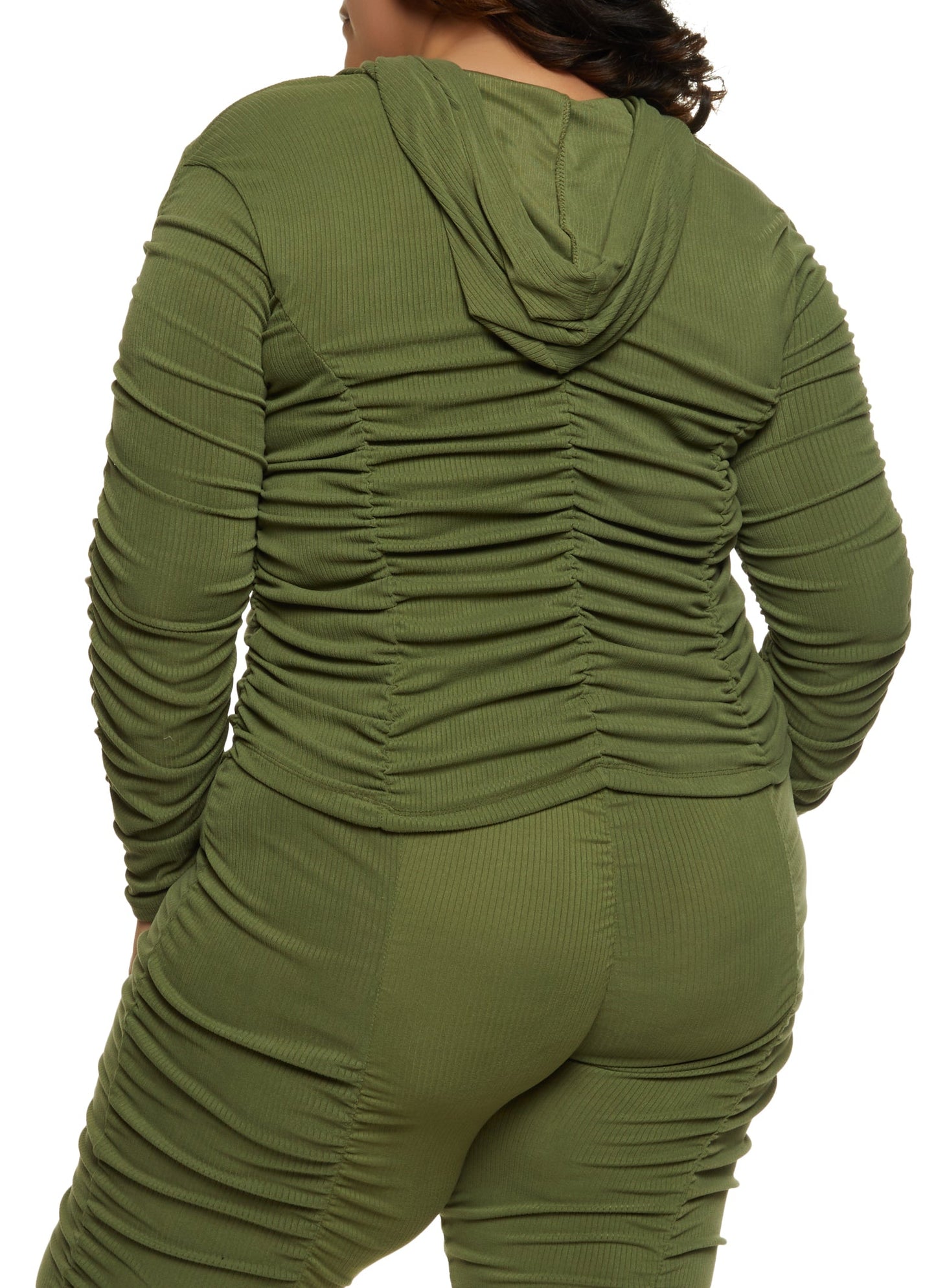 Olive Ruched Two Piece Set