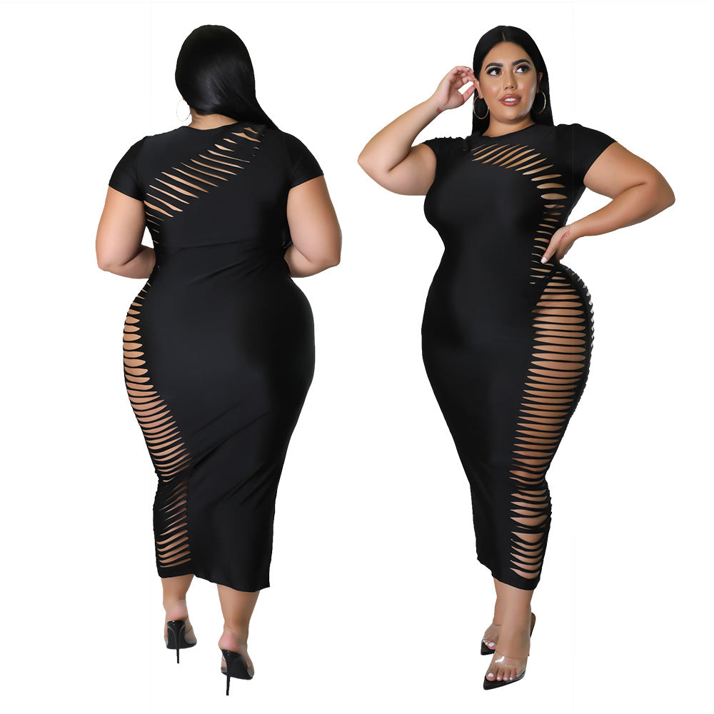 Laser Cut Ripped Dress