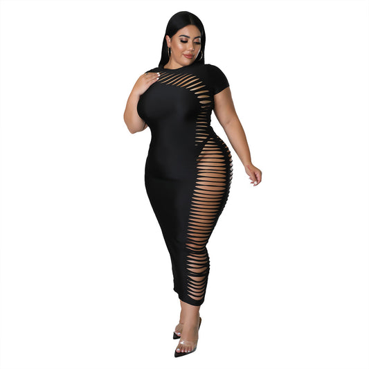 Laser Cut Ripped Dress