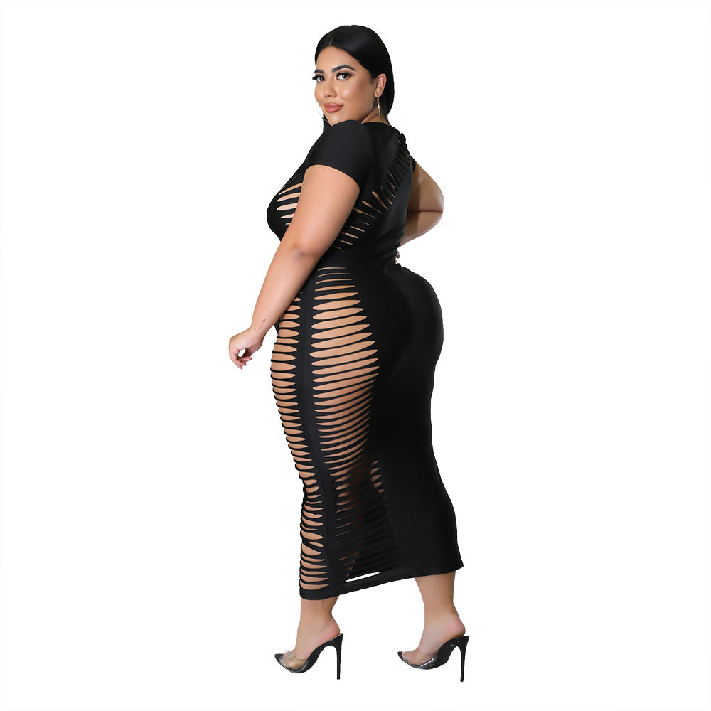 Laser Cut Ripped Dress