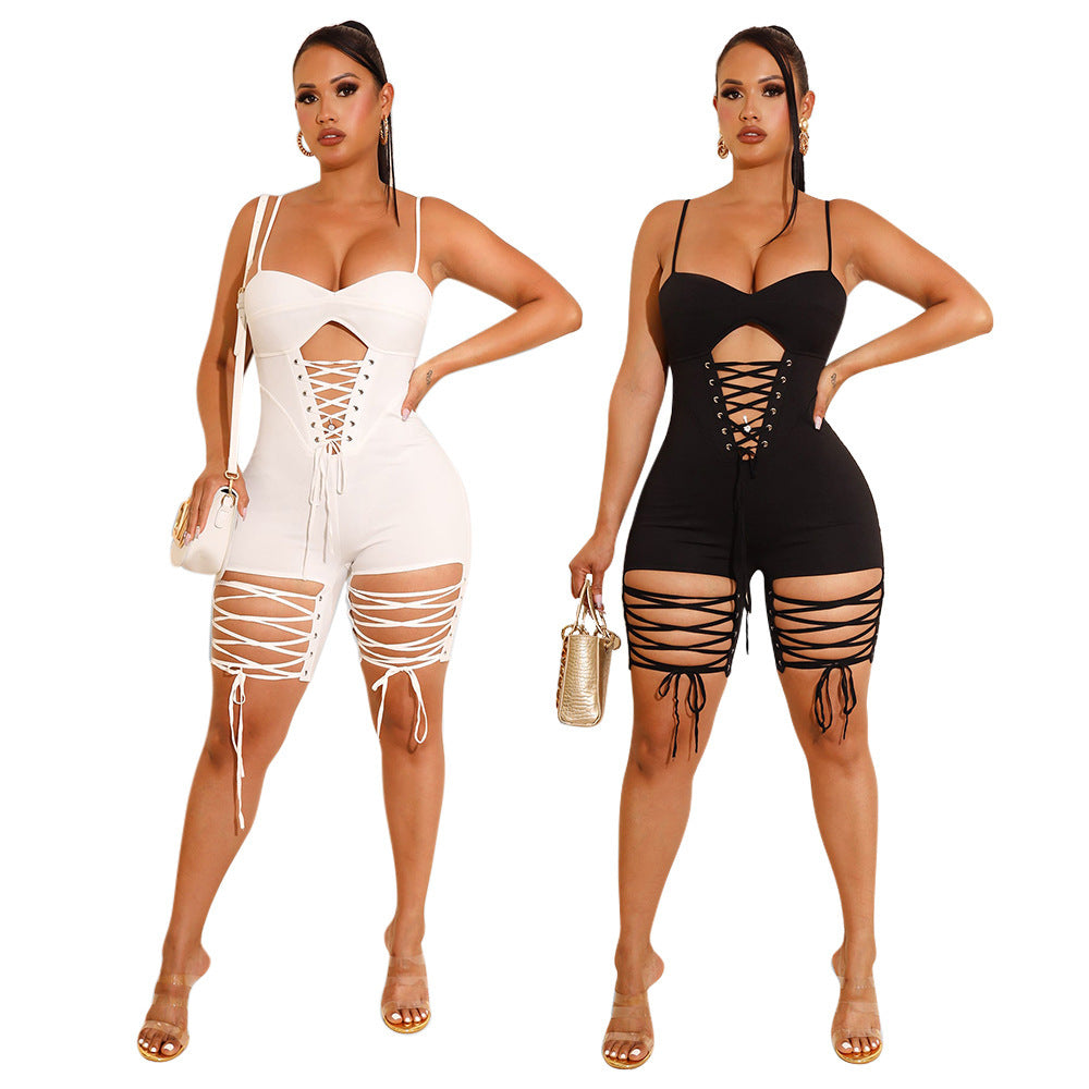Sweet Lace Up Romper