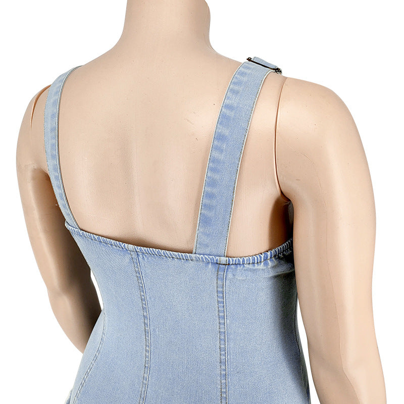 Denim Frill Romper