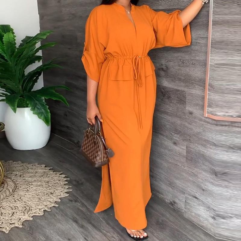 Maxi Waist Tie Controlled Dress w/side slits