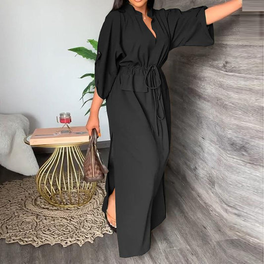 Maxi Waist Tie Controlled Dress w/side slits