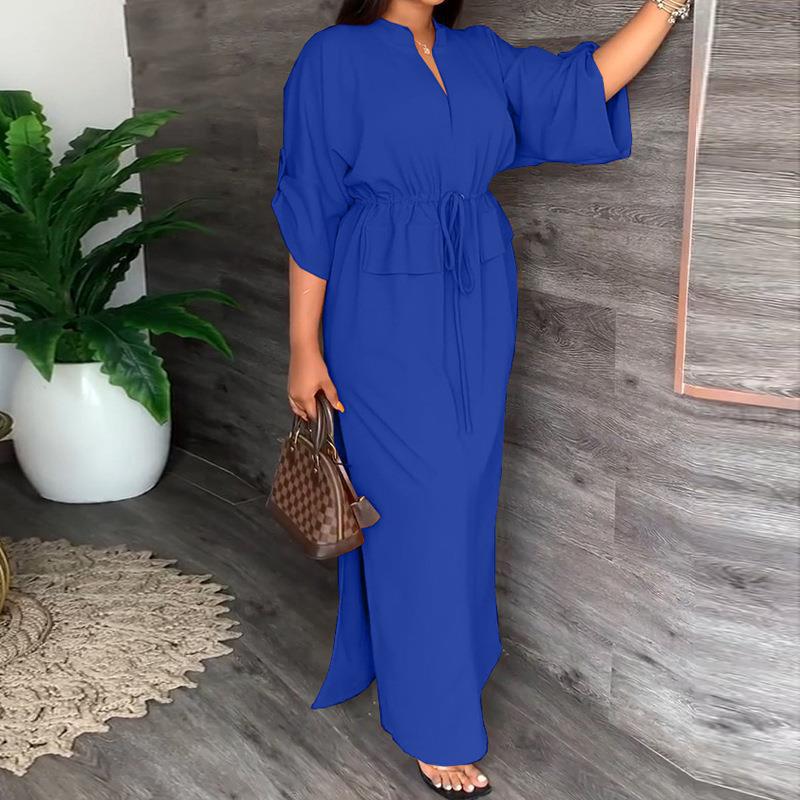 Maxi Waist Tie Controlled Dress w/side slits