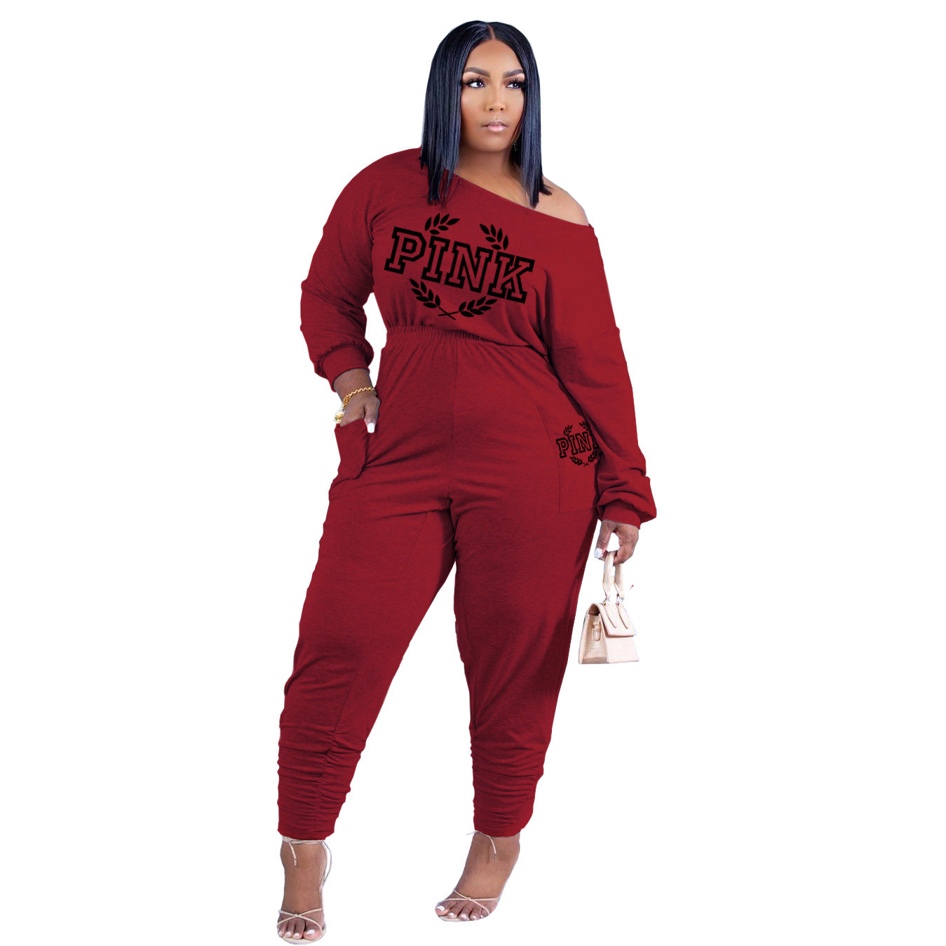 PINK Off Shoulder 2 PC Set