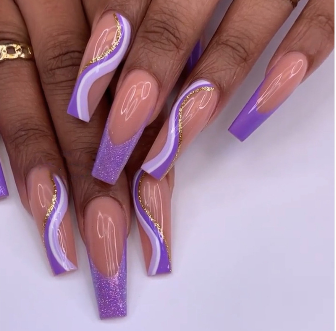 Purple Swirl Press On Nails
