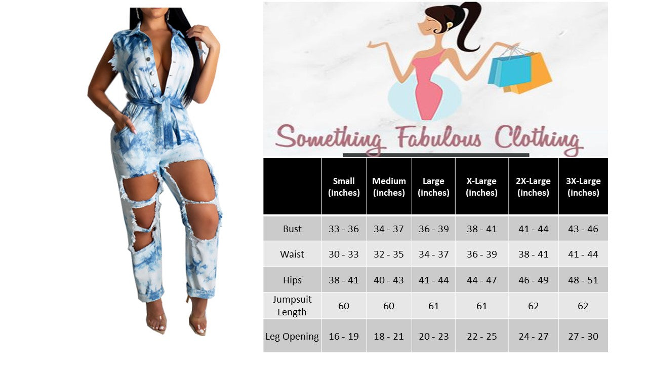 Tie Dye Denim Cut Out Jumpsuit