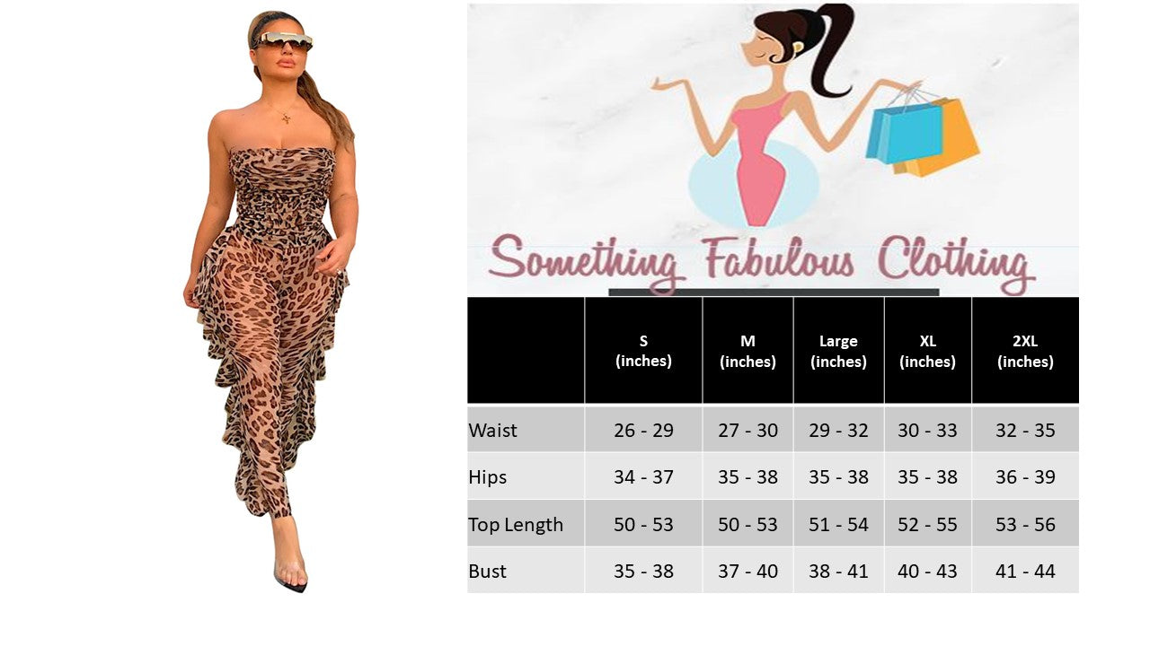 Leopard Mesh Frill Jumpsuit