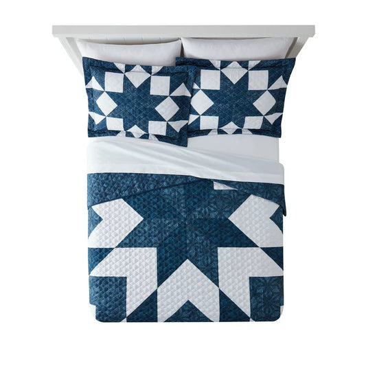 Blue and White Star Reversible Quilt